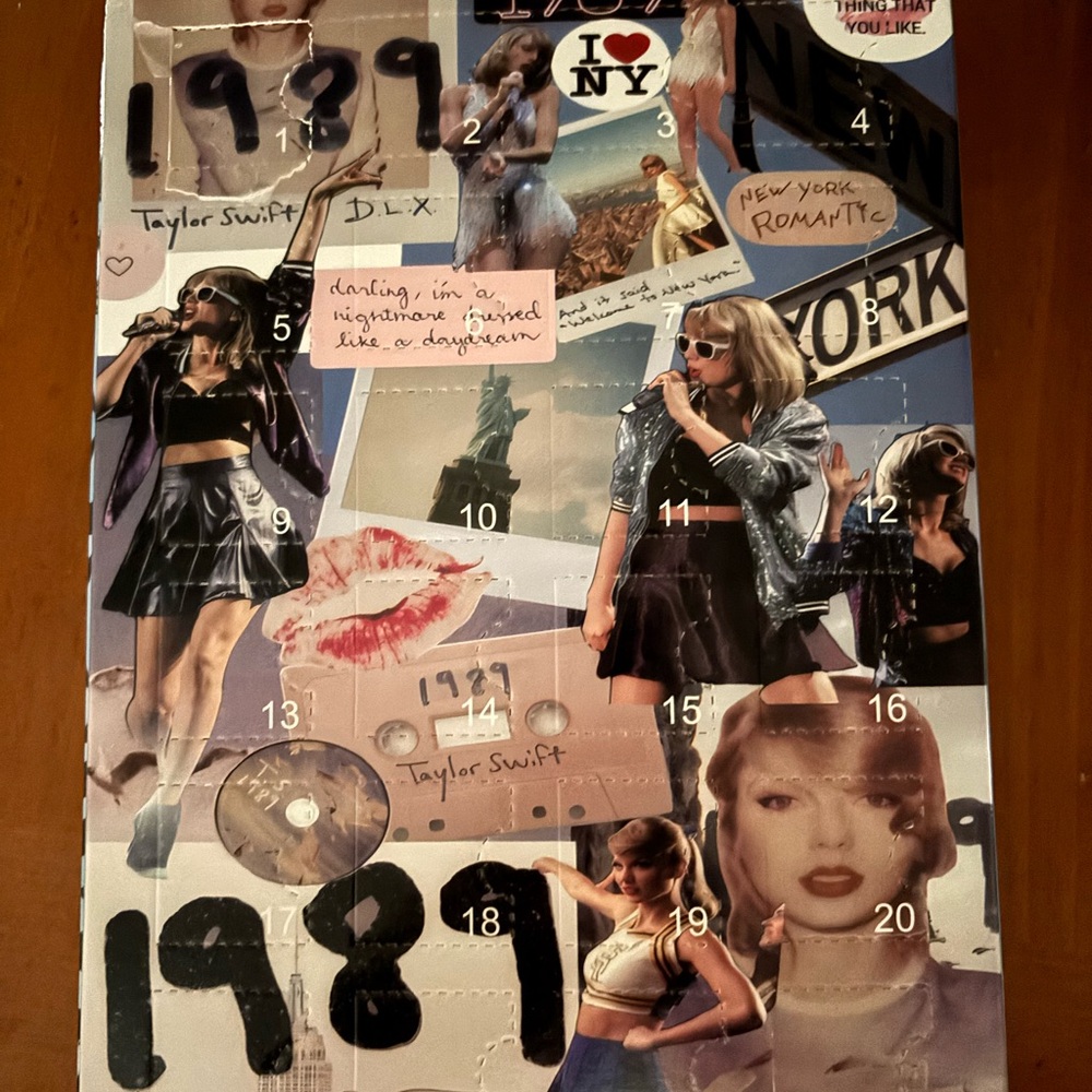 Taylor Swift 1989 Collage Advent Calendar with Multicolor Design
